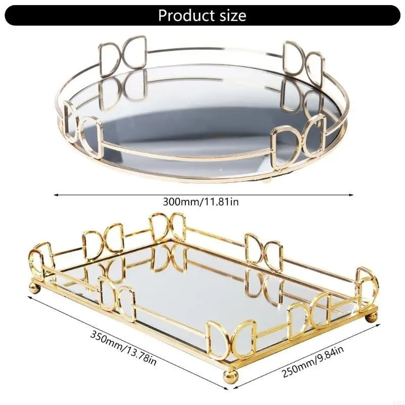 Plateau Miroir Doré Élégant