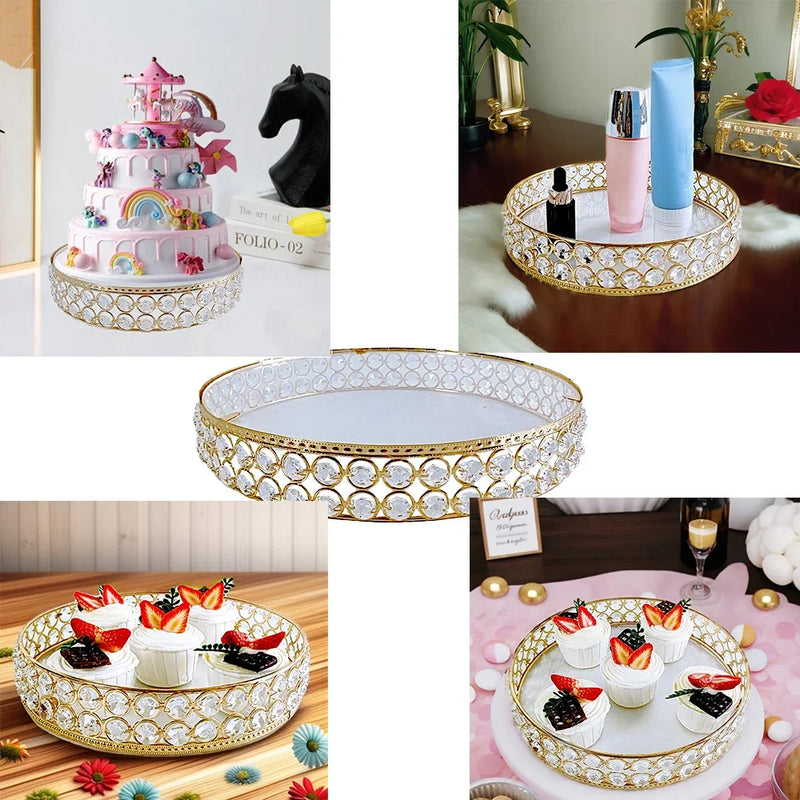 Présentoir Gâteau Miroir Doré et Argenté