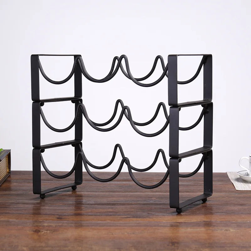1UD Soporte creativo vintage de alambre para vino, estante de exhibición de vino, soporte de almacenamiento para botellas, accesorio para el hogar, capacidad para 2-5 botellas, estante para vino