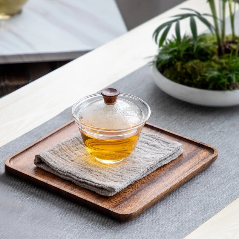 Bandeja rectangular de madera de nogal, bandeja para té de burbujas, bandeja para pasteles, pan, desayuno, aperitivos, artículos de hotel, bandeja de té para restaurante