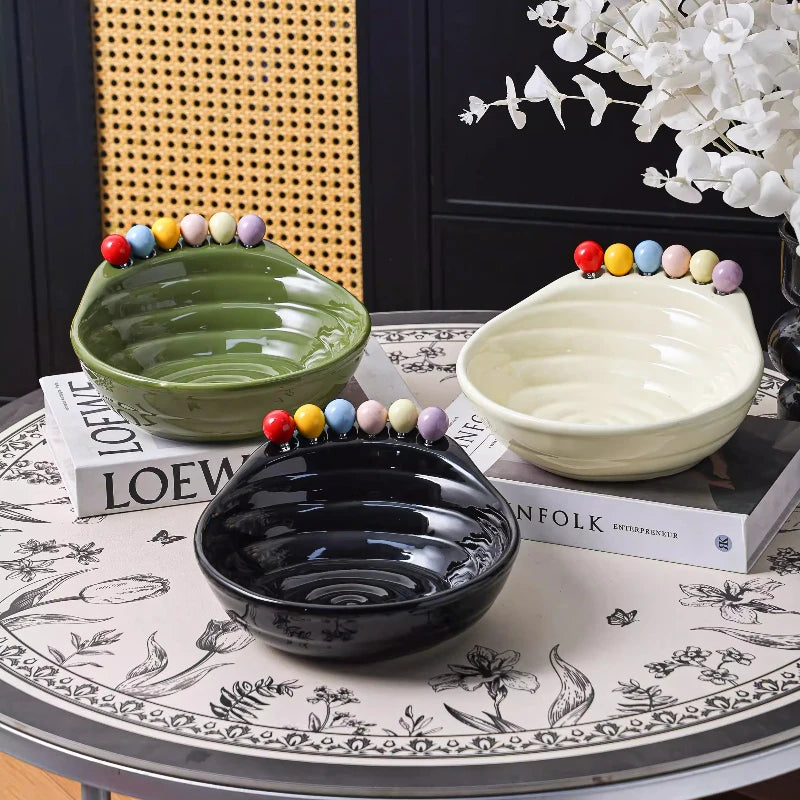 1 ud. Frutero de cerámica para mesa de salón, adorno decorativo, bandeja para aperitivos de alta gama, cesta de almacenamiento para el hogar, artículos para el hogar