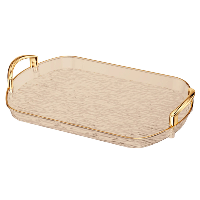 Bandeja de servir de plástico transparente con asas, bandeja versátil para té y comidas, ideal para el hogar, restaurantes y cafeterías.