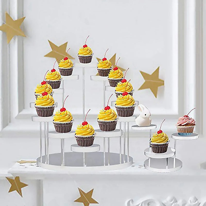 ABUN-Set de 4 soportes redondos de acrílico para cupcakes-Soporte premium para cupcakes, expositor de cupcakes, soporte para postres, bandeja para repostería