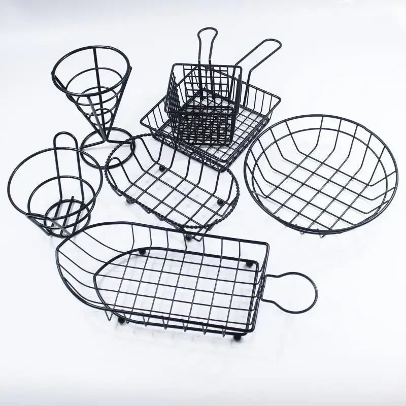 Cesta para patatas fritas, cubo para aperitivos, cesta para pollo frito, cesta de almacenamiento para patatas, cesta para freír alimentos, colador de aceite, recipiente de vajilla creativo