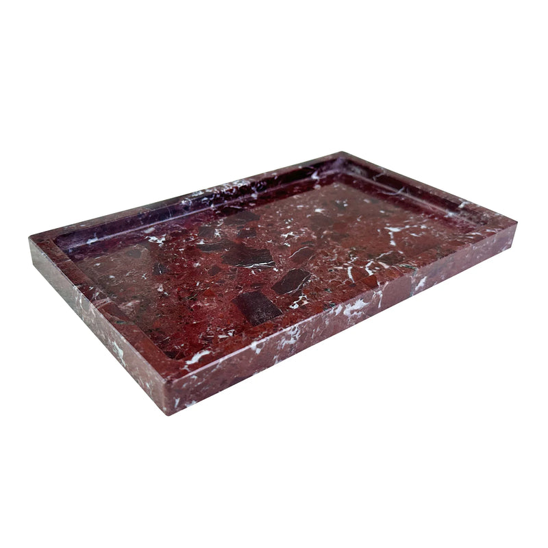 Bandeja de tocador de mármol natural de 10"x6", bandeja de piedra de mármol Calacatta Viola auténtica para baño/cocina/tocador