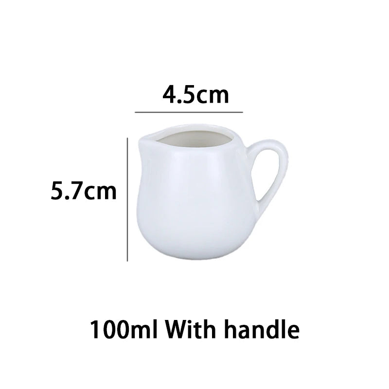 Jarra de leche de cerámica YWDL de 50/100/220 ml para café espresso, crema, cocina, salsa, taza de servicio, jarra resistente al calor, blanca