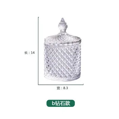 Copa de cristal para dulces, estilo europeo creativo con tapa, tarro para dulces, bandeja, cubo para dulces, tarro de almacenamiento, decoración creativa para sala de estar