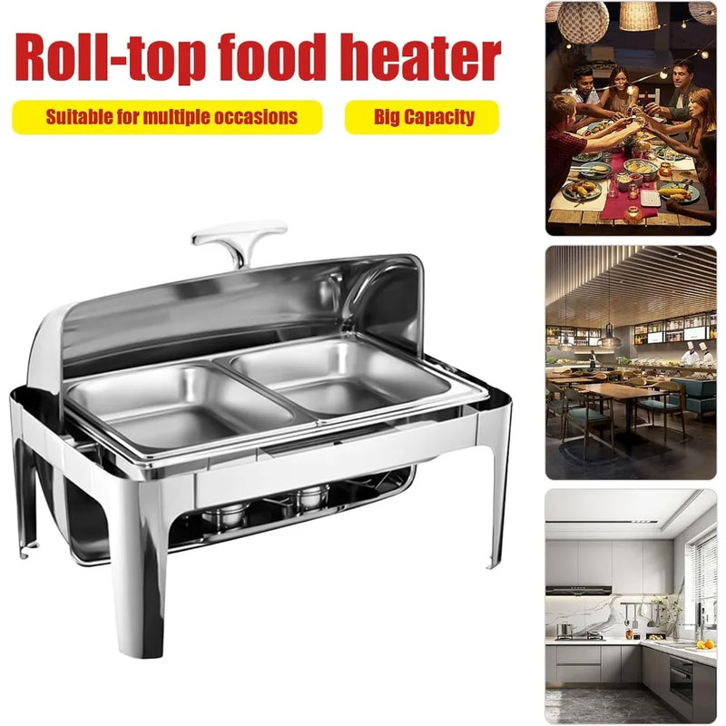 Chauffe-Plat Roll Top Inox Grande Capacité Buffet