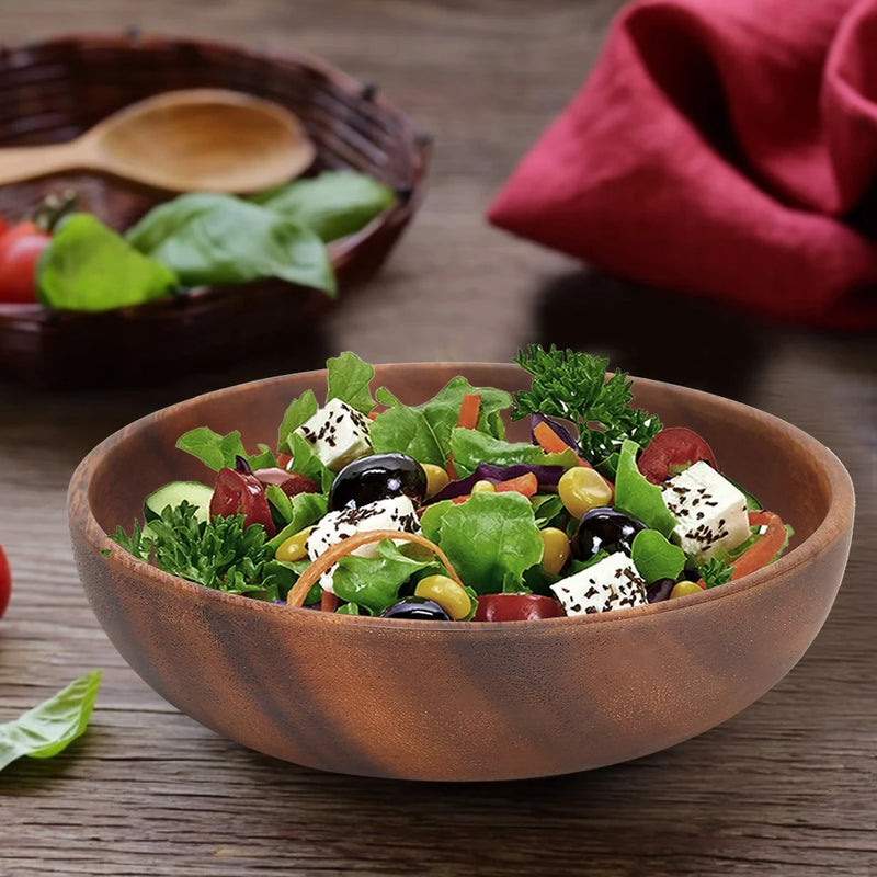 Cuencos de madera para servir, plato de aperitivos de madera, frutero, ensaladera, cuenco para sopa, cuenco de madera para sopa, accesorios de cocina para el hogar y cafeterías