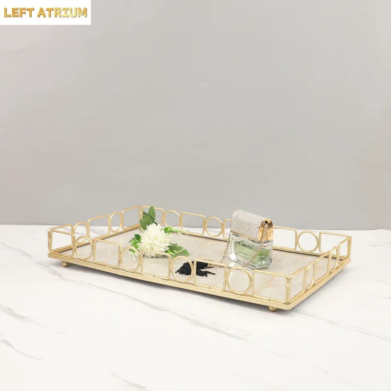 Plateau Marbre Métal Buffet