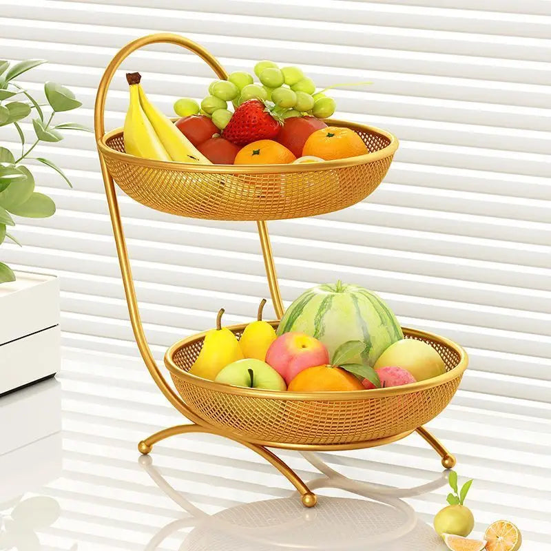 Cesta de almacenamiento de aperitivos y bandeja de frutas, estilo hogar de lujo ligero, para mesa de centro de sala de estar, caja multicapa para frutas, frutos secos y aperitivos.
