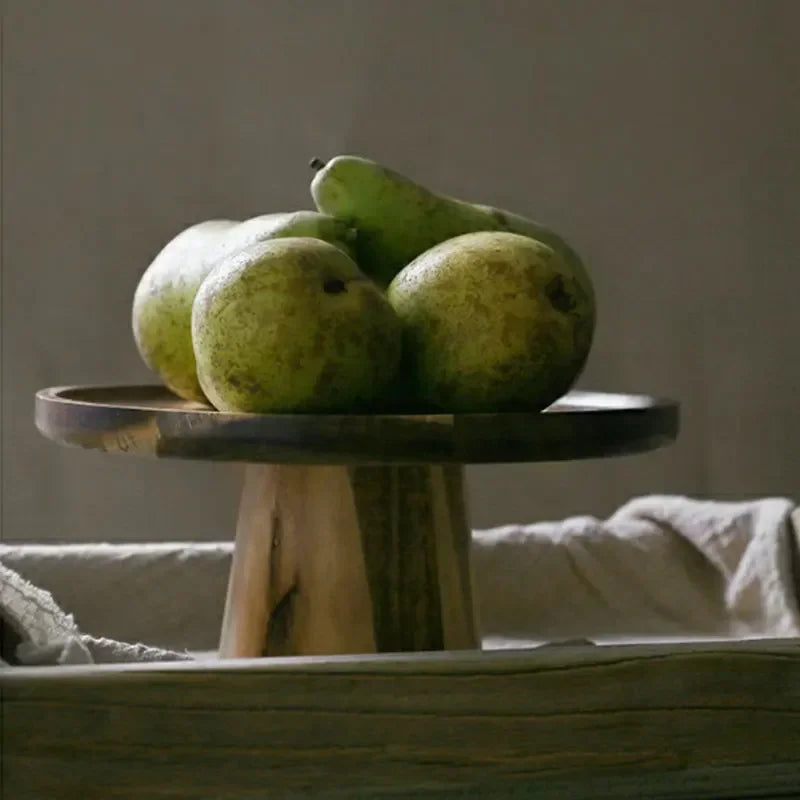 Bandeja de madera para pasteles en forma de seta, bandeja alta, bandejas para servir comida, estilo japonés, bandeja para postres y frutas, decoración del hogar, accesorios de fotografía
