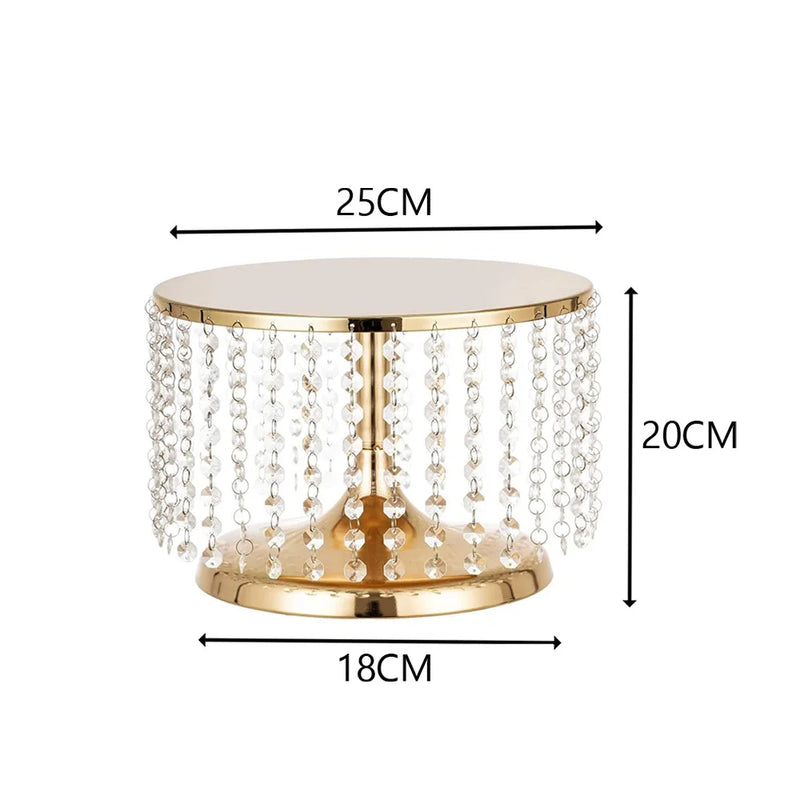 Présentoir Gâteau Doré à Perles Cristal