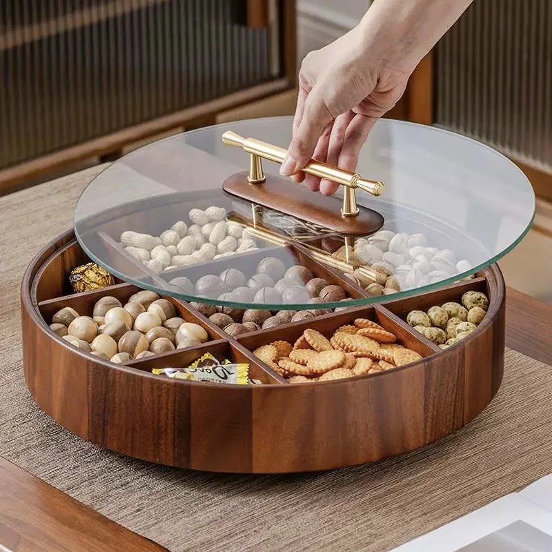 Caja de almacenamiento para frutas, plato para semillas de melón, caja de almacenamiento de frutos secos para el hogar, caja para frutos secos, organizador de armario con cuadrícula de nueve espacios de estilo chino