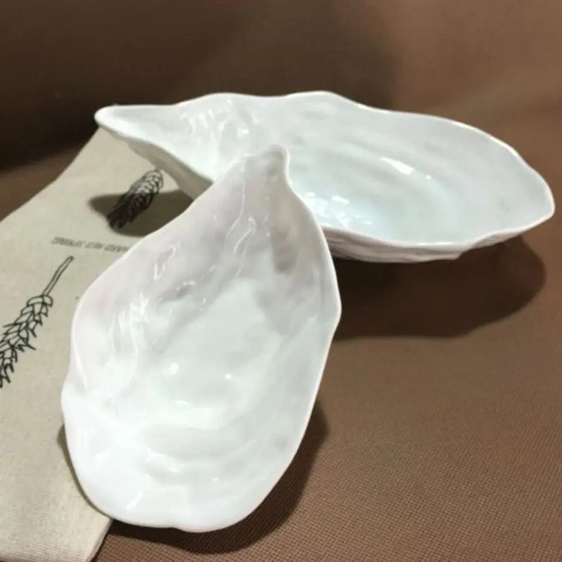 Plato de cerámica para sashimi, vajilla con forma de concha de ostra, plato de almacenamiento creativo, plato de ensalada multifuncional reutilizable para frutas