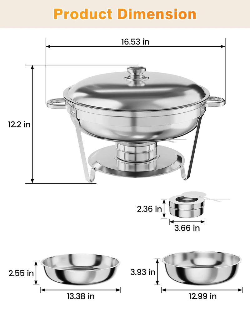 Chauffe-Plat Rond Inox Complet en Lot Traiteur