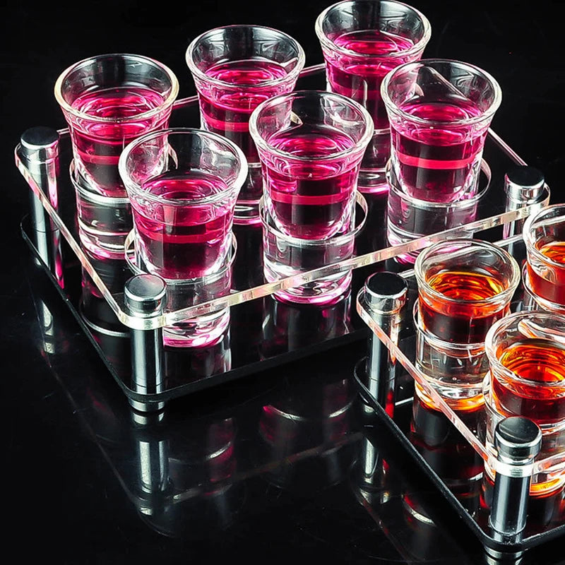 Estante para vinos con 6/12/24 orificios, soporte redondo transparente para vasos de chupito, bandeja acrílica, expositor para tequila, licores y whisky, suministros de bar