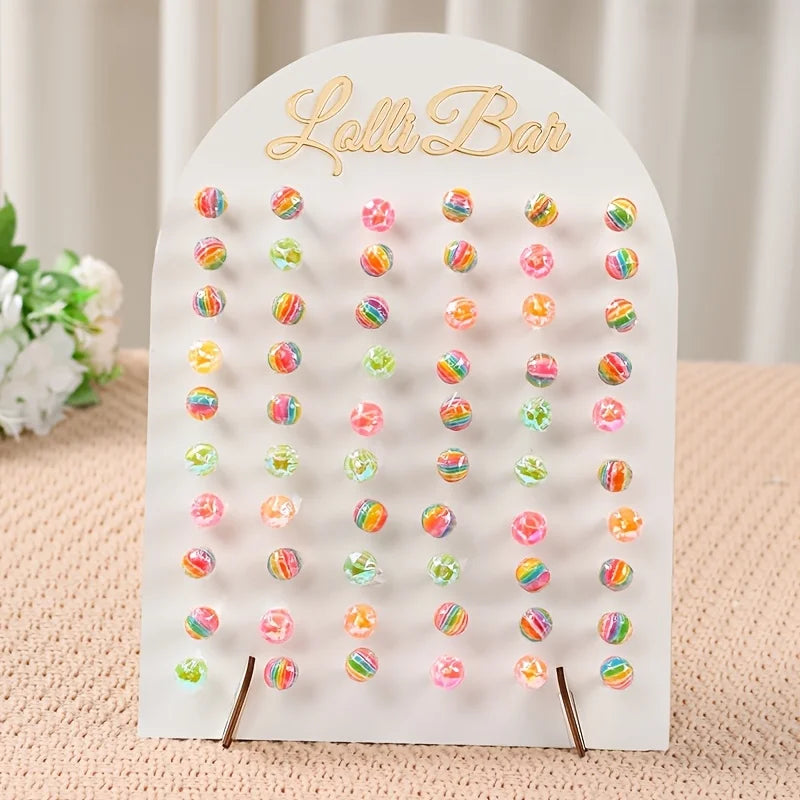 1 soporte para piruletas de madera en forma de arco, decoración para fiestas de cumpleaños, bienvenida de bebé, centros de mesa y decoración de pasteles para eventos.