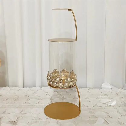 Présentoir Gâteau Métal Doré Mariage Étagé