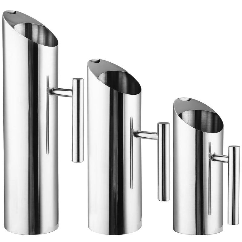 Jarra de agua de acero inoxidable con protector contra salpicaduras, jarra de metal moderna de grado alimenticio para bebidas frías/calientes, mango con aislamiento térmico