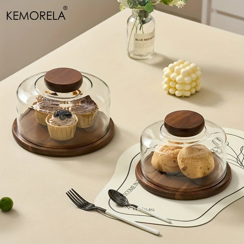 Cloche à Gâteau Bois et Verre