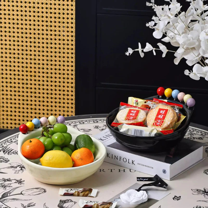 1 ud. Frutero de cerámica para mesa de salón, adorno decorativo, bandeja para aperitivos de alta gama, cesta de almacenamiento para el hogar, artículos para el hogar