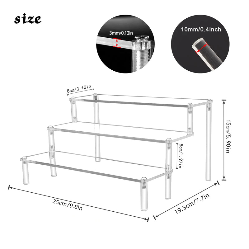 Expositor elevador de acrílico de 25x8 cm, estante para perfumes de 1 a 4 niveles, mini estante de almacenamiento para esculturas, elevador de estante, soporte de exhibición para coleccionables