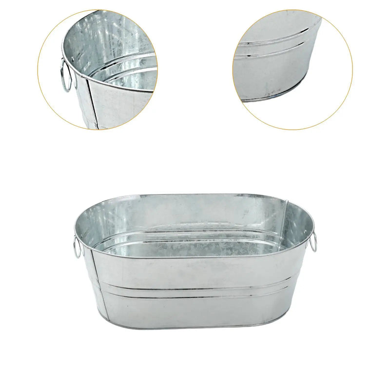 Cubo de hielo galvanizado portátil para fiestas, estaño con asa, rústico, cerveza