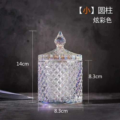 Copa de cristal para dulces, estilo europeo creativo con tapa, tarro para dulces, bandeja, cubo para dulces, tarro de almacenamiento, decoración creativa para sala de estar