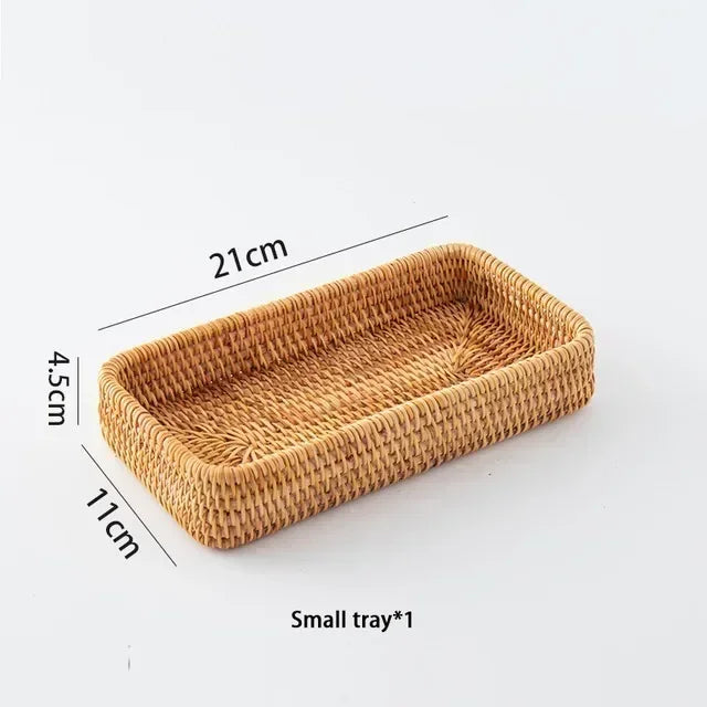 Nueva cesta de almacenamiento tejida a mano, bandeja de almacenamiento de ratán, cesta de mimbre, cesta para pan, frutas, desayuno, té, picnic, cesta de almacenamiento para cocina