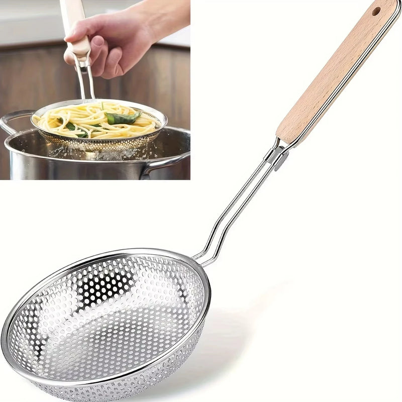 Cuchara de servir de acero inoxidable nueva para uso público en restaurantes, cucharón grande para filtrar sopa y arroz, juego de utensilios de cocina en tono plateado