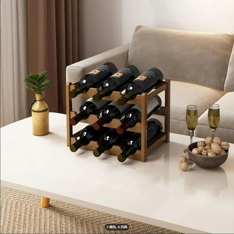 Botellero de vino tinto para decoración, estante de exhibición de rejilla para el hogar, botellero creativo de mesa, mueble de vino sencillo, almacenamiento ensamblable