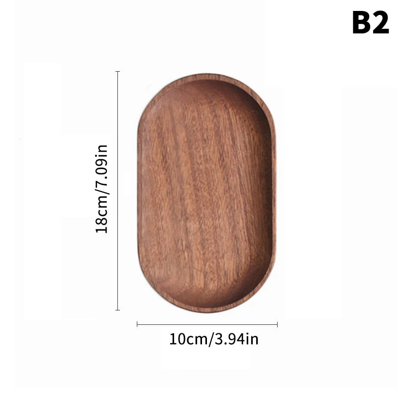 Bandeja de café de nogal tamaño grande, plato de madera para comida, taza, cena, pastel, pan, bandeja de madera maciza, accesorios decorativos de cocina