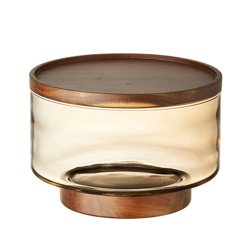 Coupe Fruits Bois Acacia Verre
