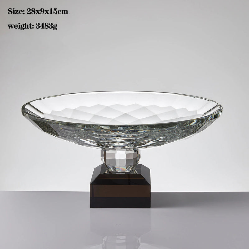 Plato de fruta de cristal transparente, bandeja con pedestal de lujo ligero para aperitivos y postres, bandeja de almacenamiento para entrada, plato decorativo para el hogar