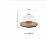 Présentoir à Gâteaux Bois Cloche Verre