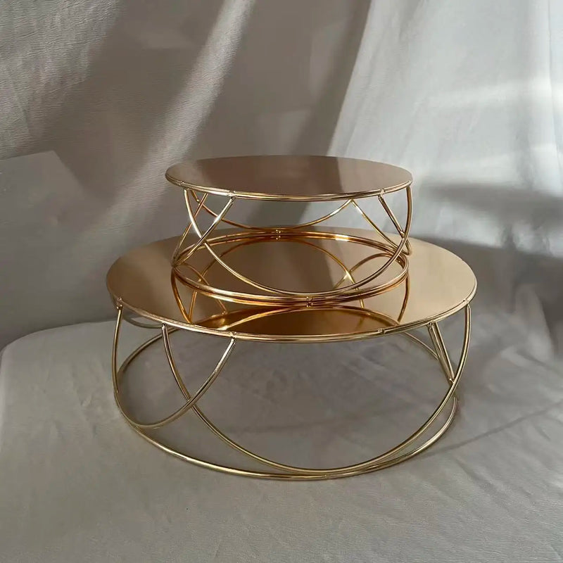 Présentoir Gâteau Doré Spirale Mariage