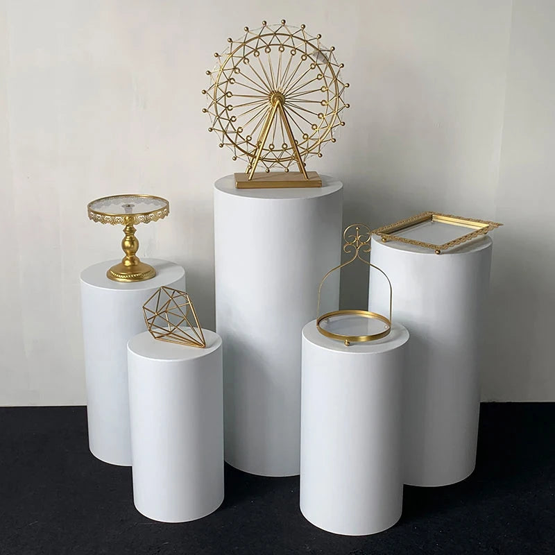 Ensemble Présentoirs Piédestaux Blancs Mariage