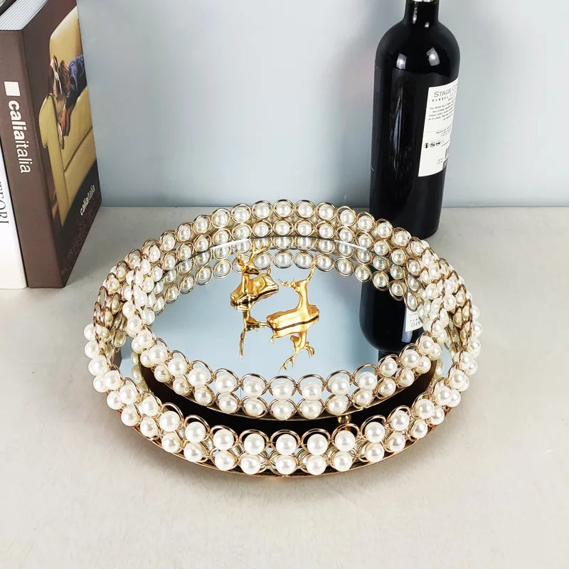 Plateau Verre Perles Mariage Gâteau