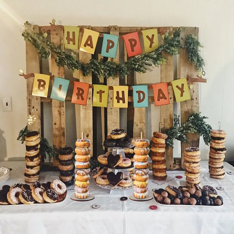Mur de Donuts Rustique en Bois