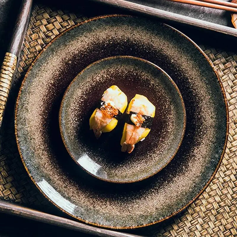 Plato de cena de cerámica japonesa, bandejas para bistec de estilo occidental, vajilla para desayuno y cena