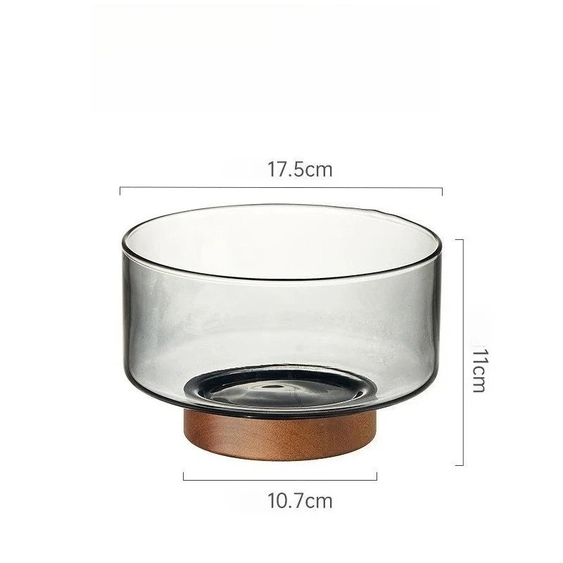 Coupe Fruits Bois Acacia Verre