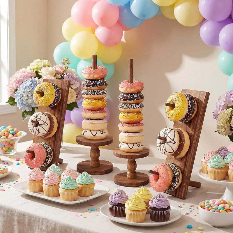 Présentoir Donuts Bois Acacia Fête