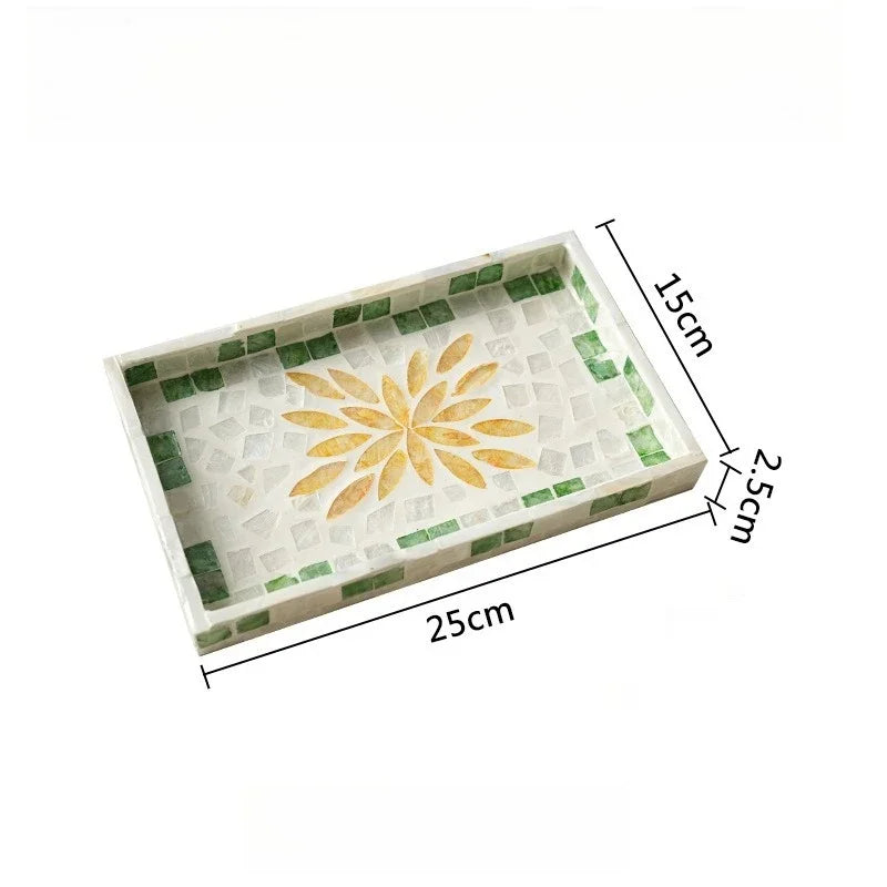 Plateau Nacre Mosaïque Carré Luxe