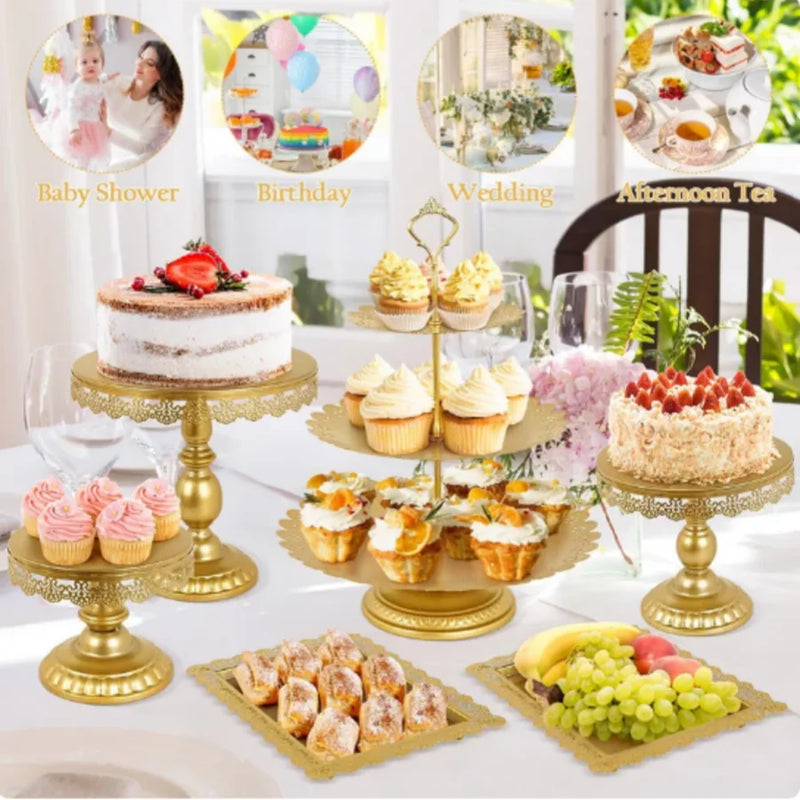 Présentoir à Gâteaux Doré 6 Pièces