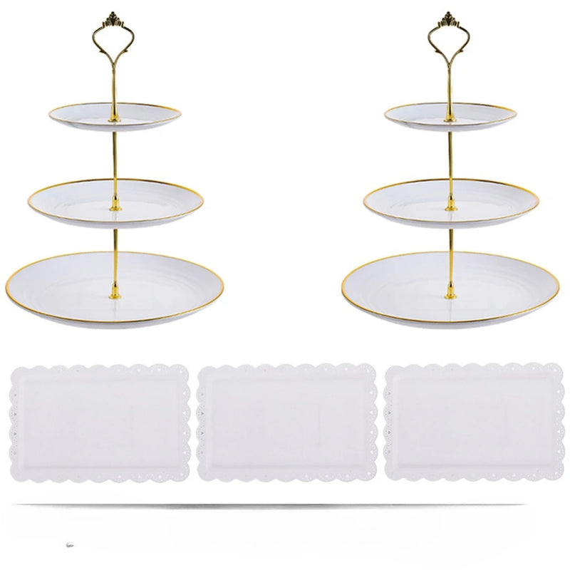 Présentoir Gâteau à Étages Blanc Ajouré