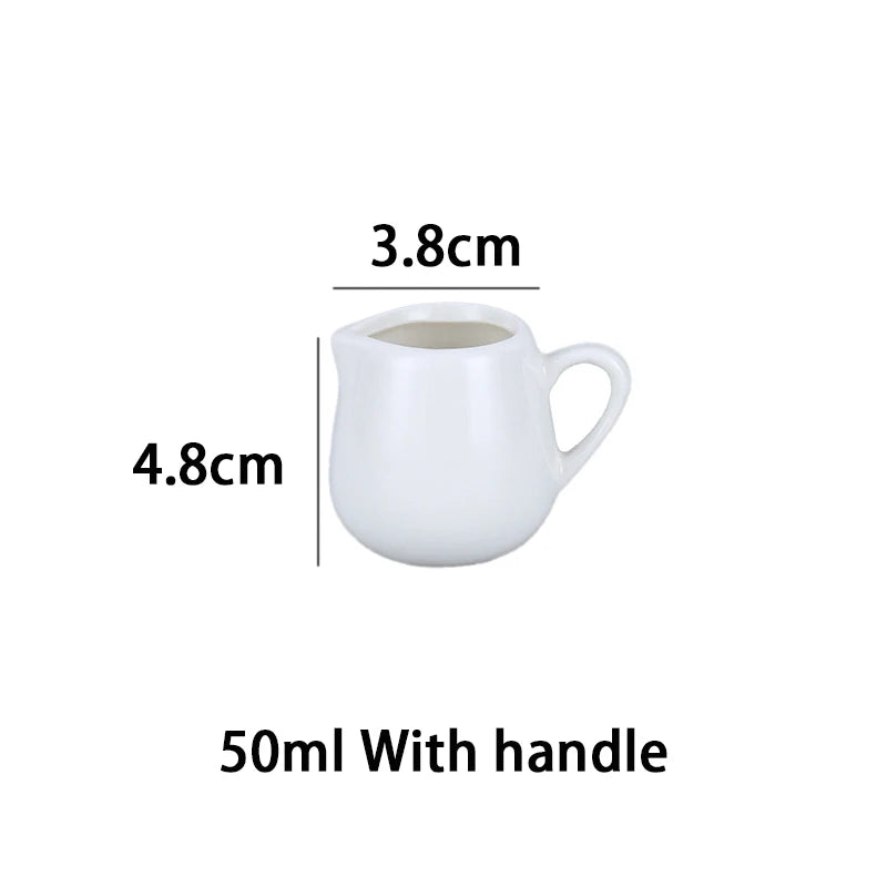 Jarra de leche de cerámica YWDL de 50/100/220 ml para café espresso, crema, cocina, salsa, taza de servicio, jarra resistente al calor, blanca