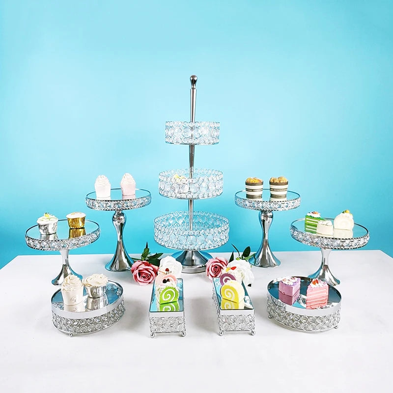 Présentoir Gâteaux Miroir Doré Mariage