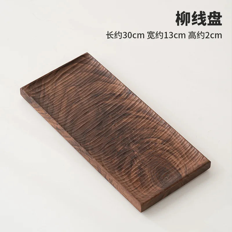 Bandeja rectangular de madera de nogal, bandeja para té de burbujas, bandeja para pasteles, pan, desayuno, aperitivos, artículos de hotel, bandeja de té para restaurante