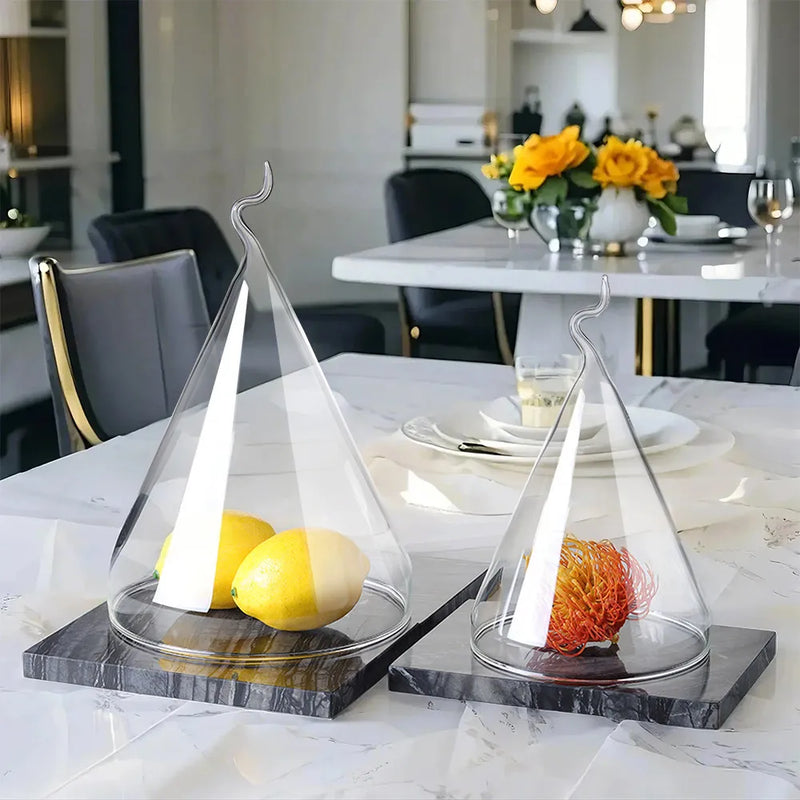 Tapa de cristal moderna y creativa para pasteles, cubierta de cristal para postres, pan, frutas y cocina, bandeja de degustación para exposición en pastelería